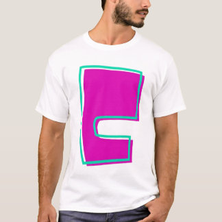 Stylish Magenta and Teal Letter C T-Shirt