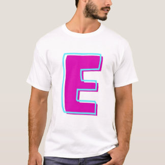 Stylish Magenta and Teal Letter E T-Shirt