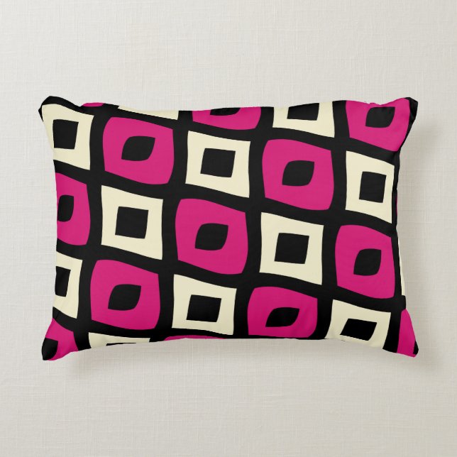 Stylish Magenta Beige Pattern Decorative Cushion (Front)