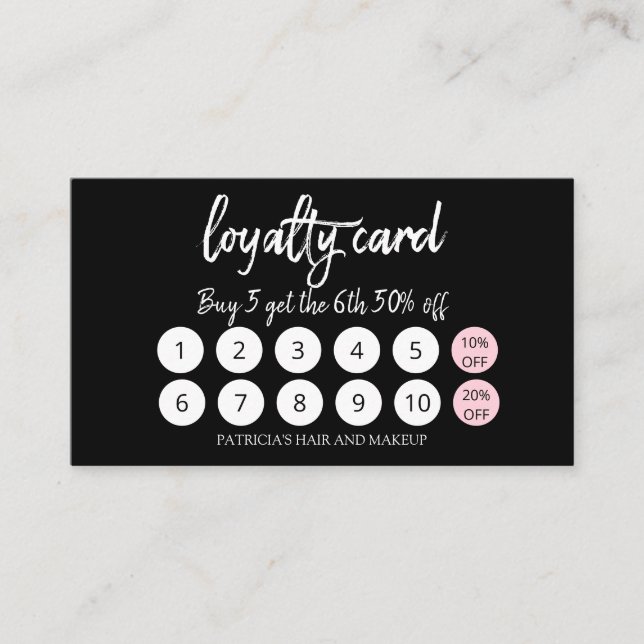 Stylish Makeup Artist Hair Salon 10 Loyalty Card (Front)