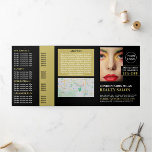 Stylish Makeup Design, Beauty Salon Tri-Fold Flyer Invitation