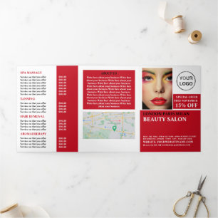 Stylish Makeup Design, Beauty Salon Tri-Fold Flyer Invitation