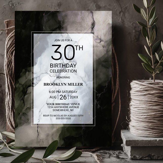Stylish Marble 30th Birthday Party Invitation (Creator Uploaded)