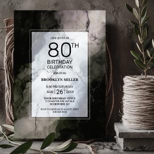 Stylish Marble 80th Birthday Party Invitation