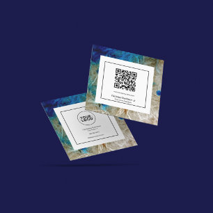 Stylish Marble Abstract Modern Grunge Turquoise Square Business Card