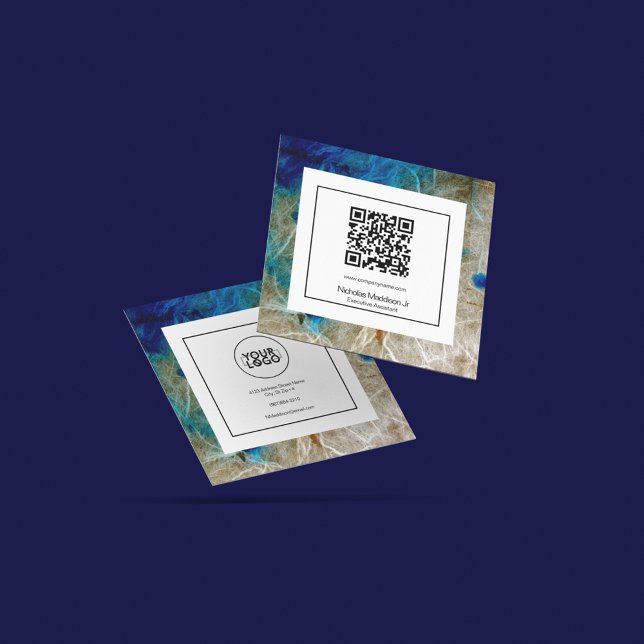 Stylish Marble Abstract Modern Grunge Turquoise Square Business Card (Creator Uploaded)