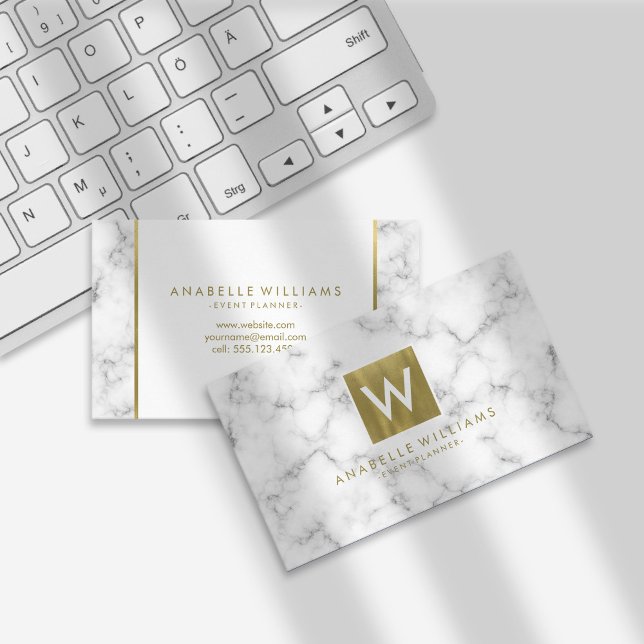 Stylish Marble and Gold Printed Texture Business Card (Creator Uploaded)