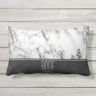 Stylish Marble and Leather Lumbar Cushion