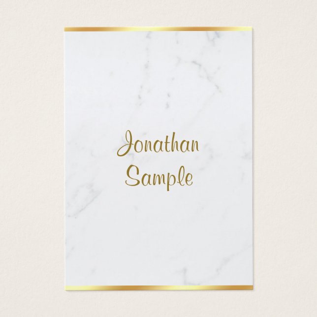 Stylish Marble Gold Typography Script Name Luxury (Front)