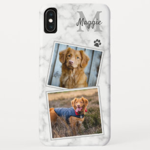 Stylish Marble Monogram Initial Dog Pet Photo Case-Mate iPhone Case