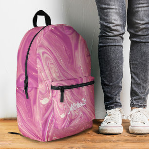 Stylish Marble Pink Liquid Back To School Modern  Printed Backpack