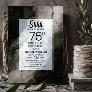 Stylish Marble Surprise 75th Birthday Party Invitation