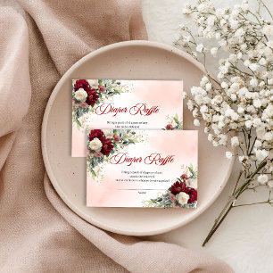 Stylish maroon peonies gold boho baby diaper raffl enclosure card