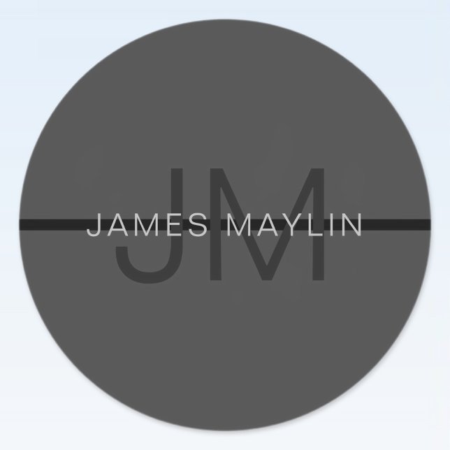 Stylish Masculine Dark Grey Name & Monogram  (Creator Uploaded)