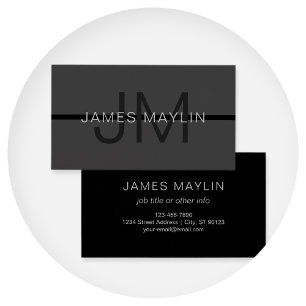 Stylish Masculine Dark Grey Name & Monogram 