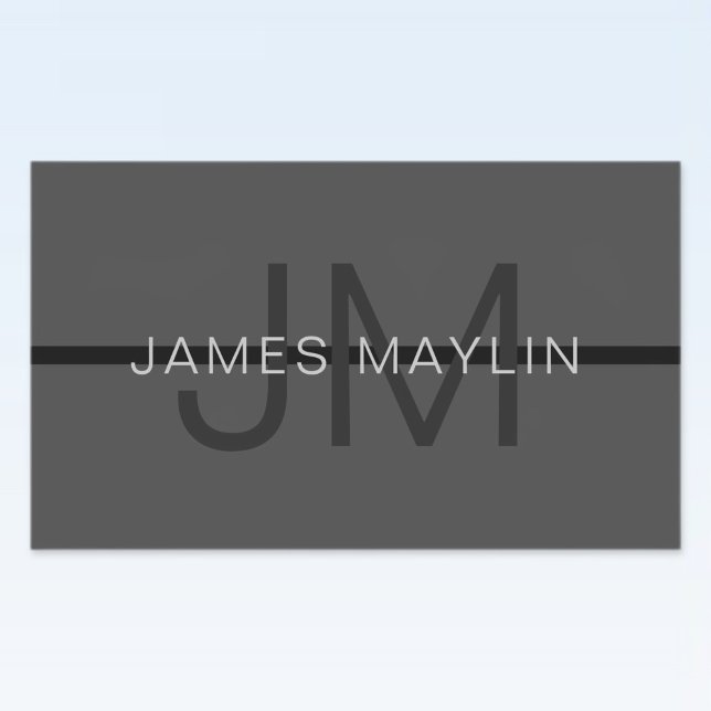 Stylish Masculine Dark Grey Name & Monogram  Rectangular Sticker (Creator Uploaded)