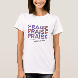 Stylish Mauve PRAISE Music Notes Christian T-Shirt