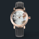 Stylish Memorial 2 Photo In Loving Memory Tribute Watch<br><div class="desc">Remember a loved one with this gorgeous stylish tribute remembrance watch, featuring 2 photographs of your family member or friend, an elegant template with the heading 'In loving memory' their name or relation in handwritten calligraphy script font and their dates. Makes the perfect bereavement gift for someone who is greiving....</div>