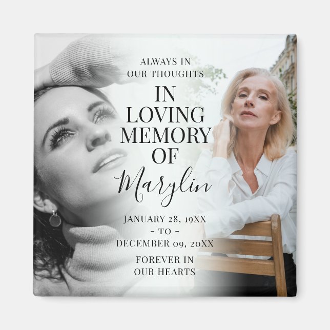 Stylish Memorial Before & After Photo Keepsake Magnet (Front)