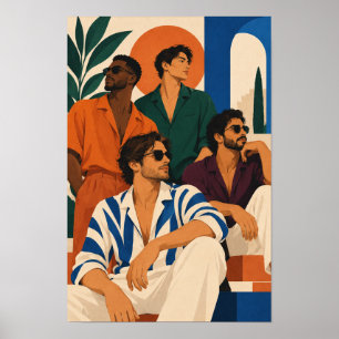 Stylish Men in Colourful Modern Fashion Wall Art