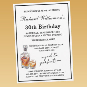 Stylish Men's 30th Birthday Party Classic  Invitation
