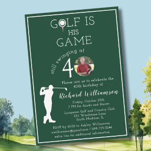 *Stylish Men's Golf Photo 40th Birthday Party Invitation