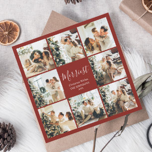 Stylish Merriest Christmas Photo Collage Holiday Card