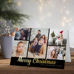 Stylish Merry Christmas 5 Photo Collage Real Foil Holiday Card<br><div class="desc">Send out this year's holiday greetings in style with these unique and modern real foil pressed holiday cards. Easily add your own photos and custom wording to these holiday cards by using the "Edit this design template" section,  or click the "Customise it" button to access more advanced editing tools.</div>