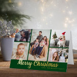 Stylish Merry Christmas 5 Photo Collage Real Foil Holiday Card<br><div class="desc">Send out this year's holiday greetings in style with these unique and modern real foil pressed holiday cards. Easily add your own photos and custom wording to these holiday cards by using the "Edit this design template" section,  or click the "Customise it" button to access more advanced editing tools.</div>