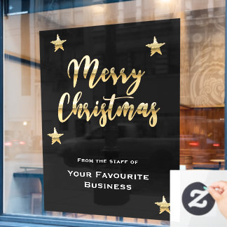 Stylish Merry Christmas metallic gold black