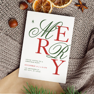 Stylish Merry Typography Festive Christmas Party Invitation