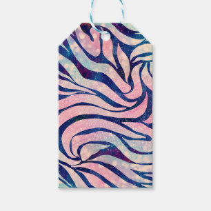 Stylish Metallic Blue & Holographic Zebra Print Gift Tags
