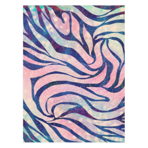 Stylish Metallic Blue & Holographic Zebra Print Tablecloth