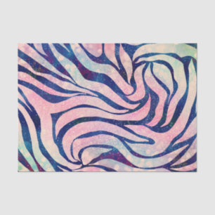 Stylish Metallic Blue & Holographic Zebra Print Tissue Paper