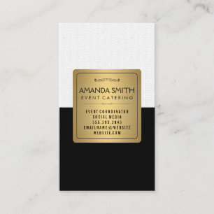 Stylish Metallic Gold Black Subtle Wavy Pattern Business Card
