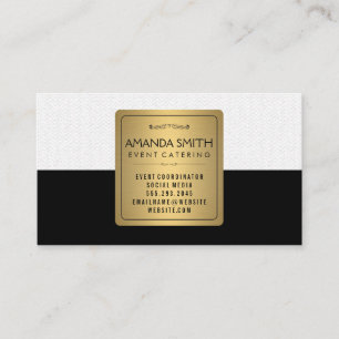 Stylish Metallic Gold Black Subtle Wavy Pattern Business Card