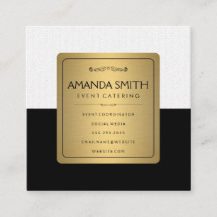 Stylish Metallic Gold Black Subtle Wavy Pattern Square Business Card