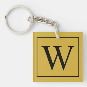 Stylish Metallic Gold Custom Monogram Acrylic Key Ring
