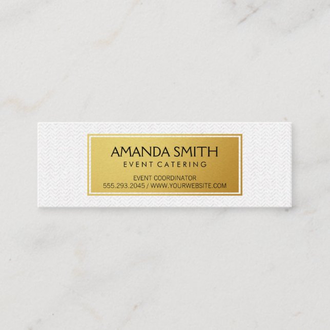 Stylish Metallic Gold with Subtle Wavy Pattern Mini Business Card (Front)