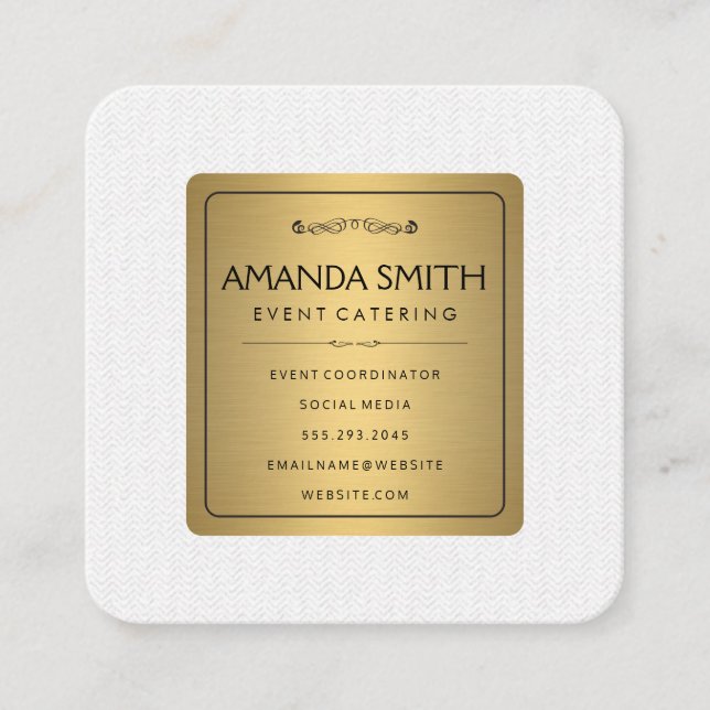 Stylish Metallic Gold with Subtle Wavy Pattern Square Business Card (Front)