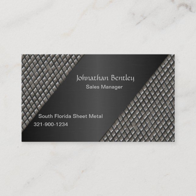 Stylish Metallic Look Black Brushed Aluminium Business Card (Front)