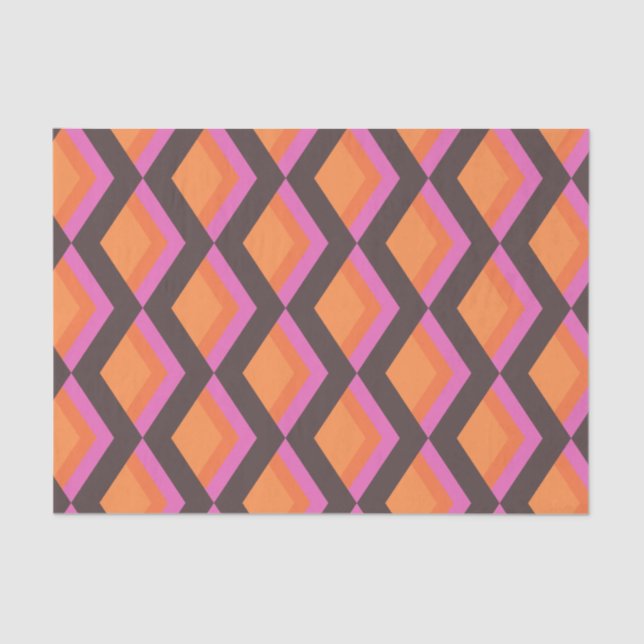 Stylish Mid Century Mod Pattern in Pink and Brown  Tissue Paper (Front)