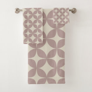 Stylish Mid Century Modern Pattern in Dusty Mauve Bath Towel Set