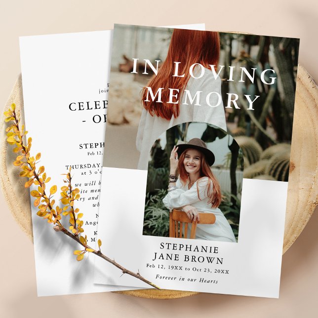 Stylish Minimal 2 Photo Funeral Memorial Announcement (Creator Uploaded)
