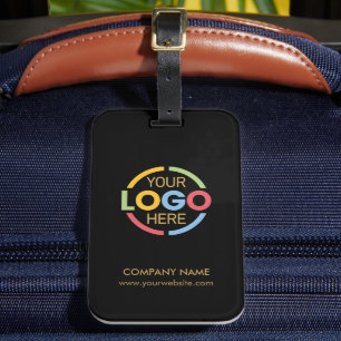 Stylish Minimal Black Gold Business Logo Travel Luggage Tag