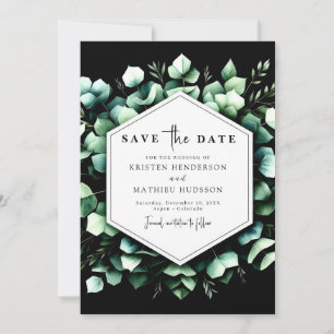 Stylish Minimal Eucalyptus Digital Wedding Save The Date