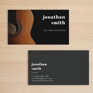 Stylish Minimal Guitar Musician Grey Business Card