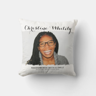 Stylish Minimal In Loving Memory Photo Keepsake Cushion