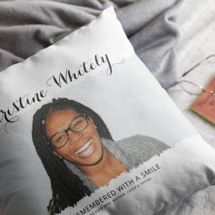 Stylish Minimal In Loving Memory Photo Keepsake Cushion