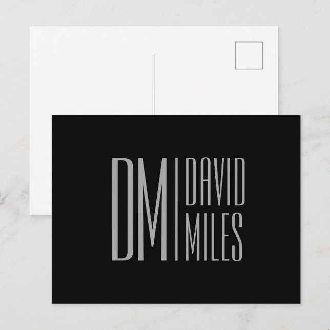 Stylish Minimal & Modern Grey Initials & Name Logo Postcard (Front/Back)